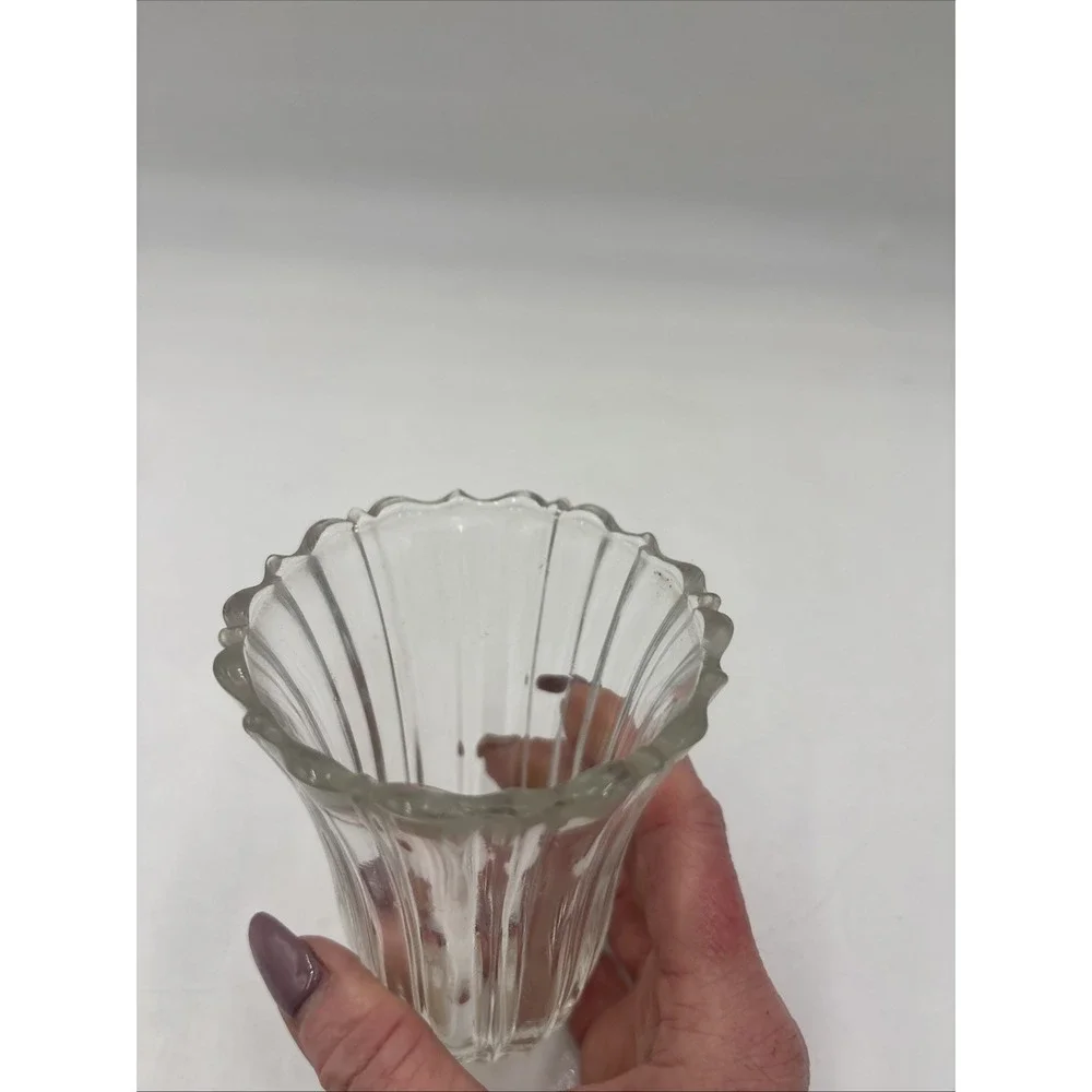 Homco Clear Glass Peg Votive Cup Royal Jewelite Ribbed & Grommets